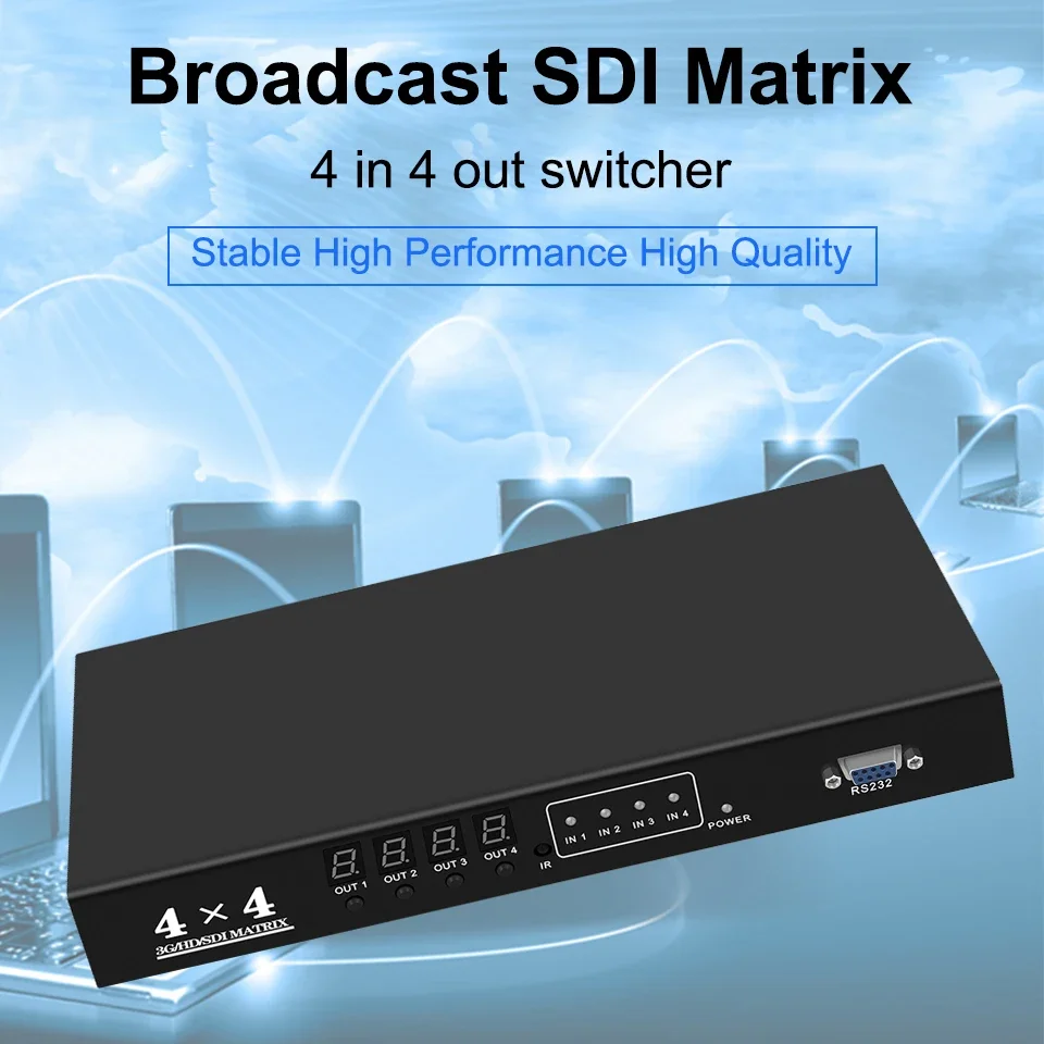 

Multimedia SDI Matrix 4x4 Switcher 4 To 4 Converter for 3G HD SD Monitor Security Camera CCTV Video