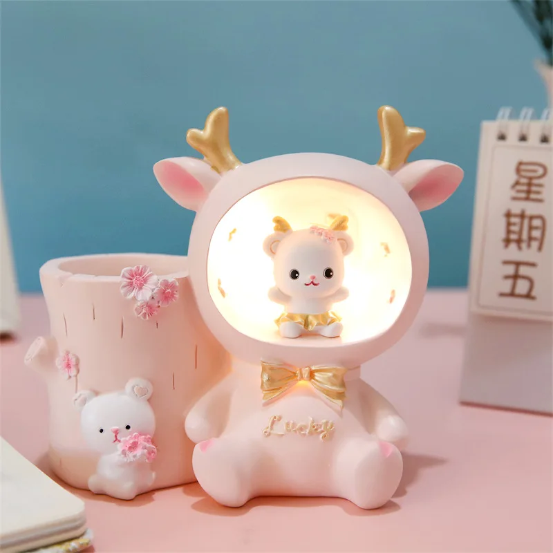 New Creative Cute Bella Rabbit Pen Holder Light Multi functional Star Light Storage Pen Holder Children's Bedroom Desktop Orname