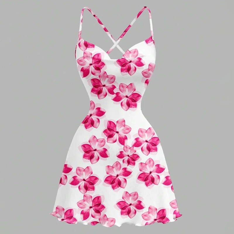 

Sexy Backless Floral Sundress for Women Off Shoulder A Line Short Dress Summer Beach Party Clubwear Holiday Cocktail Dress