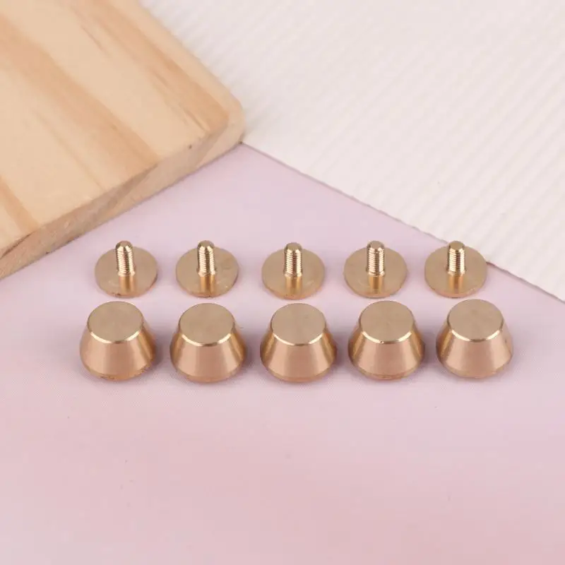 5er-Set Hochwertige Massivmessing-Nieten und Schrauben für DIY-Leder-Taschendekoration, Koffer-Bodenfüße, Nieten-Zubehör – Detail 5