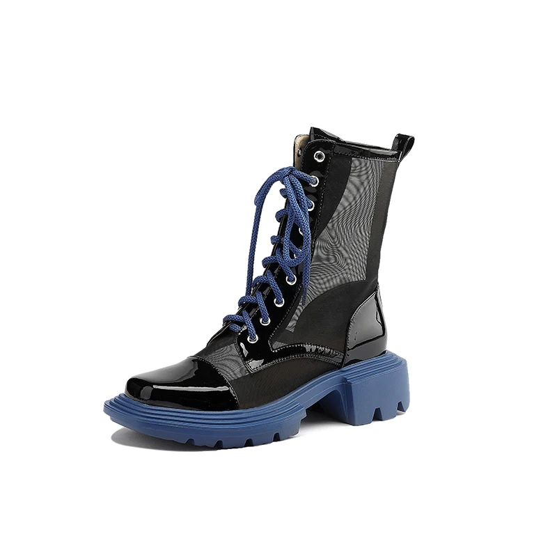 5.5cmThick Sole Summer Mesh Boots Breathable Women Height Increasing Boots Style Platform Ankle Boots Heel Sandal for Punk Boots