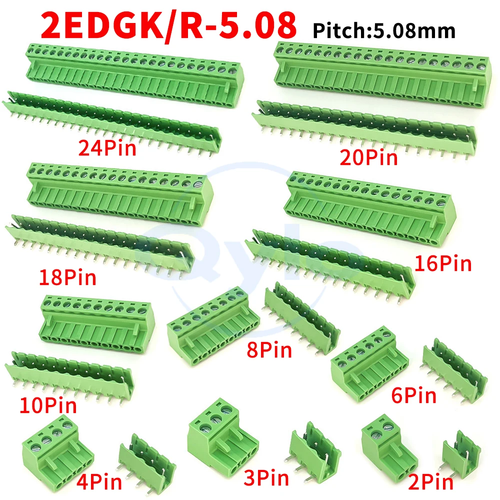 (1 Set) KF 2EDGK 2EDGR - 5.08MM Plug-in PCB Terminal Block DG 2EDG 2P~24P Open-ended Bent Pin 15EDGK/R 5.08