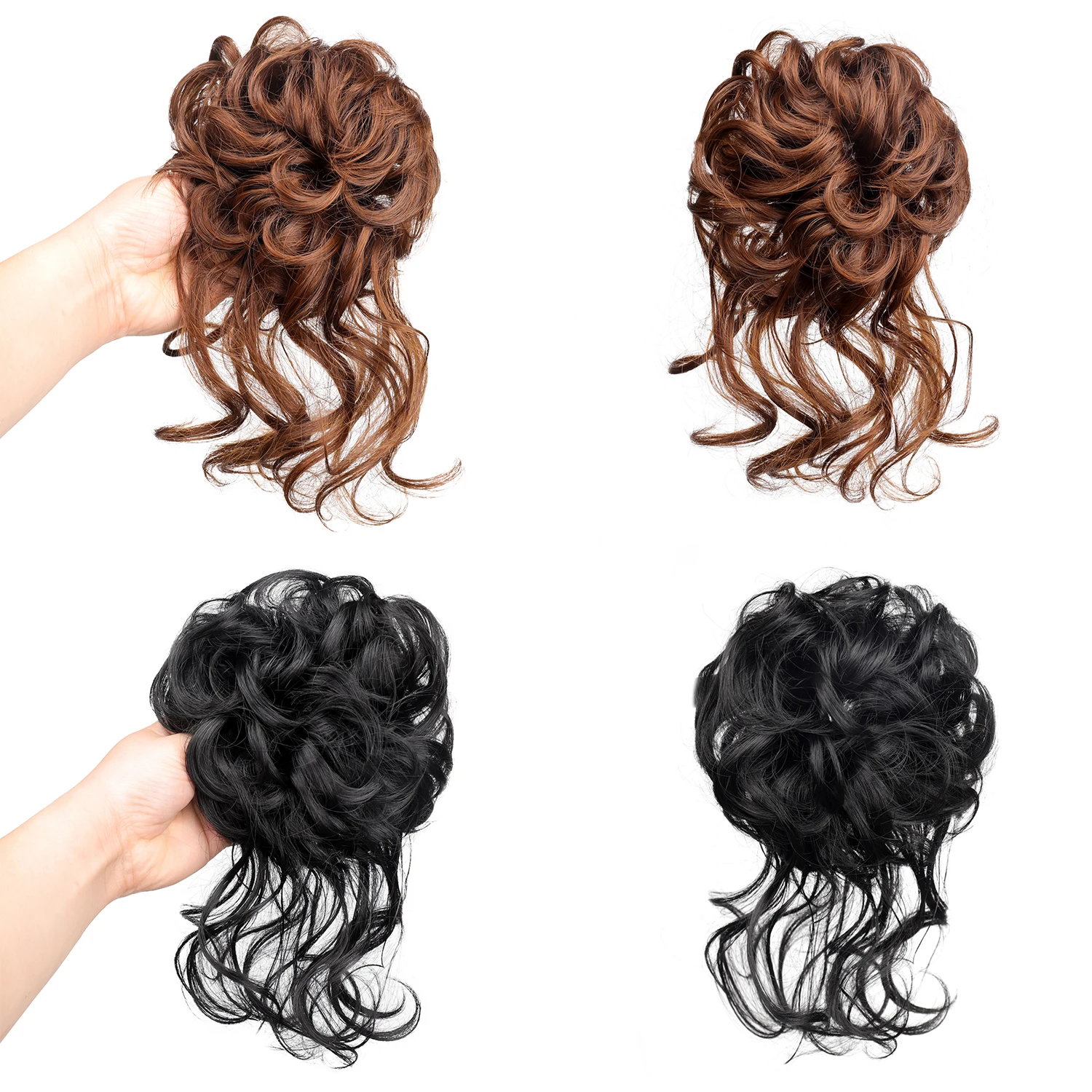 Synthetic Messy Hairpiece Bun for Black Women Wave Chignon Ponytail Hair Extension Elastic Rubber Band Updo  Fiber Scrunchies