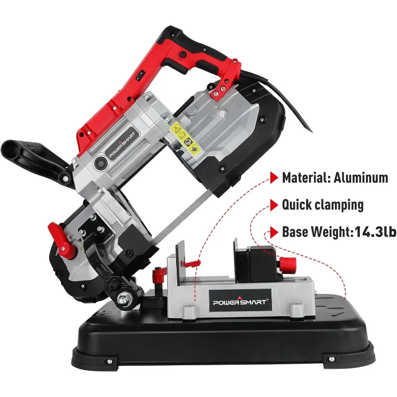 Portable Band Saw with Removable Alloy Steel Base, 10Amp 1100W Motor 5-Inch Deep Cut Bandsaw for Metal