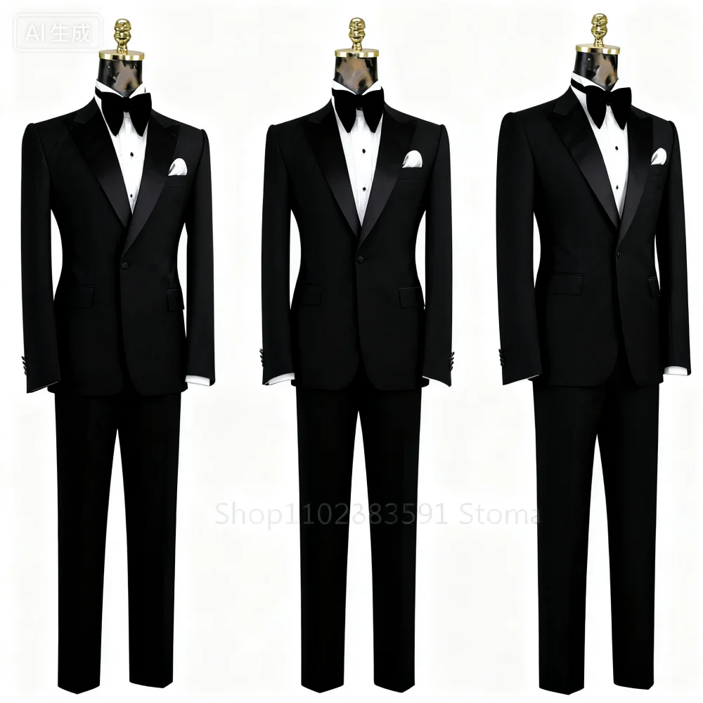 

Men's Double Breasted Smoking Formal Fino Fit Notch Lapel Solid Color Wedding Trousers Khaki 2-Piece Suit for Groom