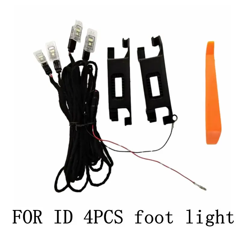 4pcs Car LED Footwell Light With Cable Rear foot Light Bracket Holder For T-Cross ID.4 Tayron T-Roc jetta MK7 2019-