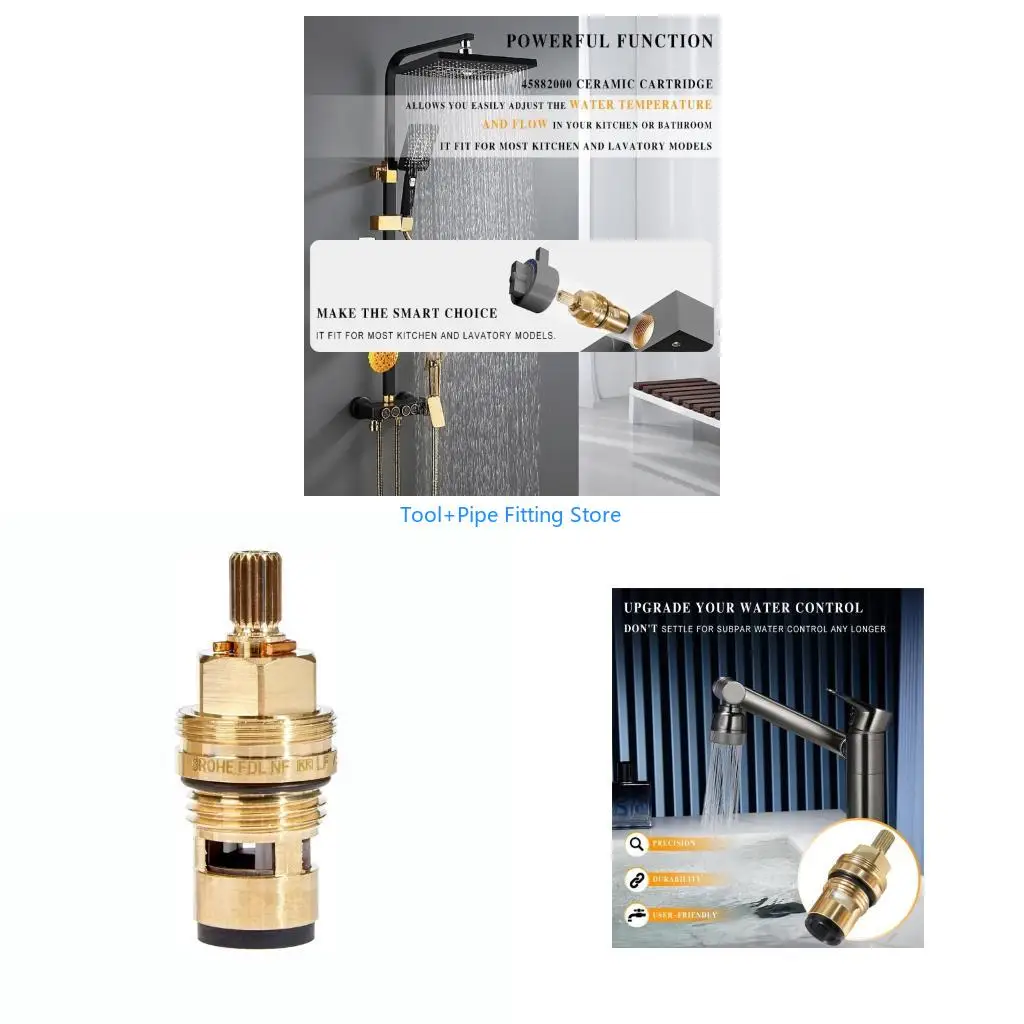 F92B Pack Of 2 Ceramic Valves Cartridges Bathroom Kitchen Gate Replacement for Kitchen & Bathroom Faucets 1/4 Turn On Operate