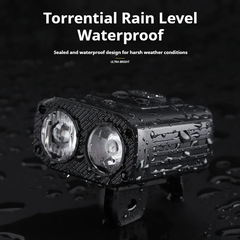 5 أوضاع مصباح أمامي للدراجة مزدوج LED قابل للتعديل سطوع مصباح أمامي من النوع C قابل لإعادة الشحن مقاوم للماء لركوب الدراجات مجموعة الضوء الخلفي #2