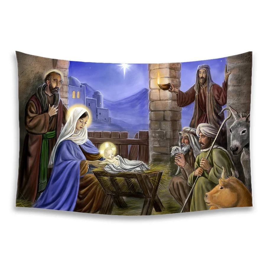 Christian Nativity Religious Style Cover Wall Tapestry Jesus Wall Hanging Tapestry Son of Heaven Fashion Home Decor Poster