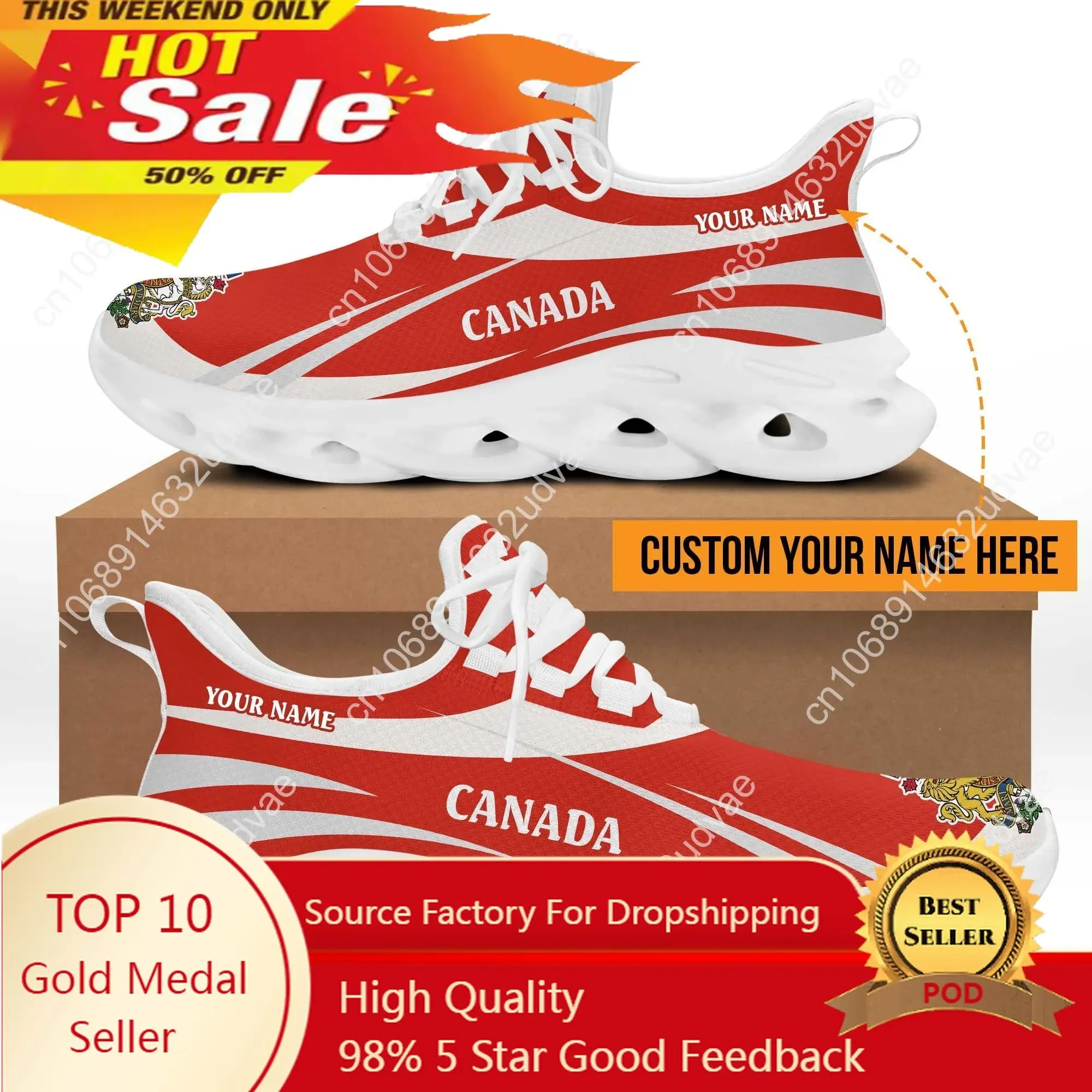 

Hot Selling Sports Shoes For Men Canada Flag Pattern Lightweight Sneakers Male Casual Trainers Shoe Summer Running Shoes Mens