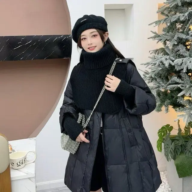 Winter New Women's Down Jacket Commuter High Neck Knitted Fashion Jacket