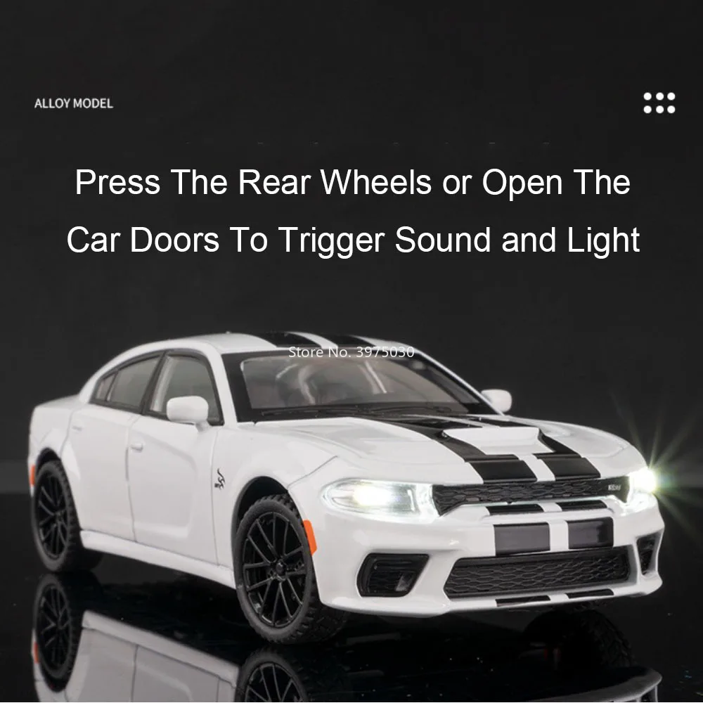 1:32 Alloy Diecast Charger M8 Models Toy Cars Wheel Pull Back Miniature Sports Car 6 Doors Opened Vehicles Toddler Kids Gifts