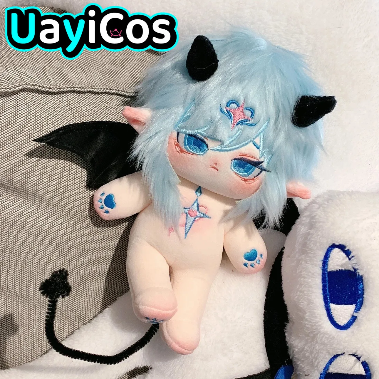 

Anime Role Attributes Handsome Cool Monster Blue Hearts Black Spider Wings 20CM l Cartoon Plushie Plush Cotton Doll Toy For Kids