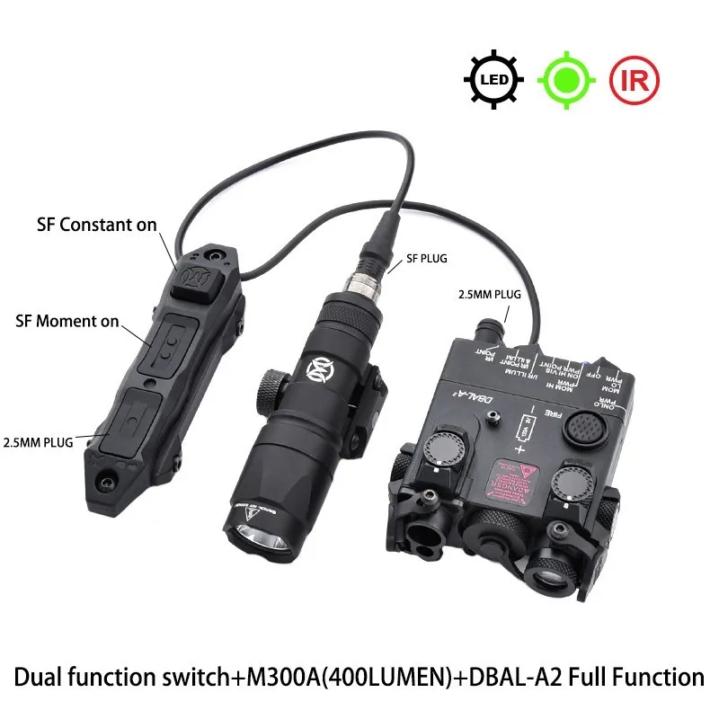 WADSN Nylon DBAL A2 Vollfunktion Rot Grün Blau IR Laserlicht Weiße LED-Taschenlampe M300A Strahler Dual Switch Dbal a2 Softair 7