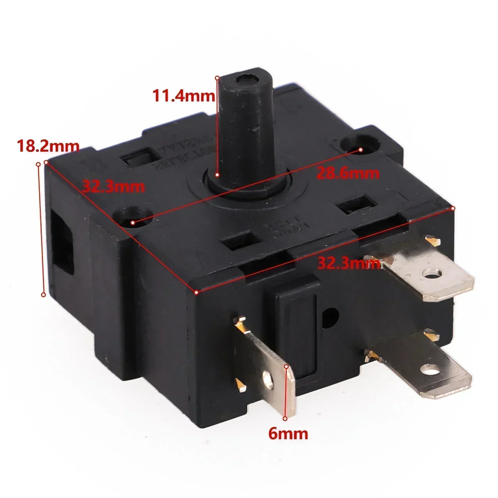 Elektrischer Drehschalter 3/5-polig – 250V 16A, Für Heizgeräte, Aus Kunststoff/Metall, Schwarz