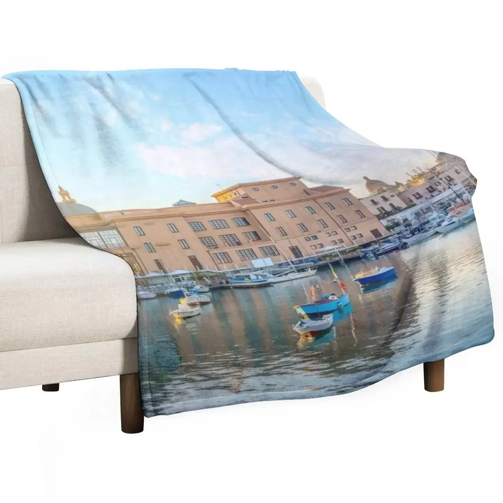 

Panorama of Bari, Italy Throw Blanket Lightweight Cozy Blanket for Bed Sofa