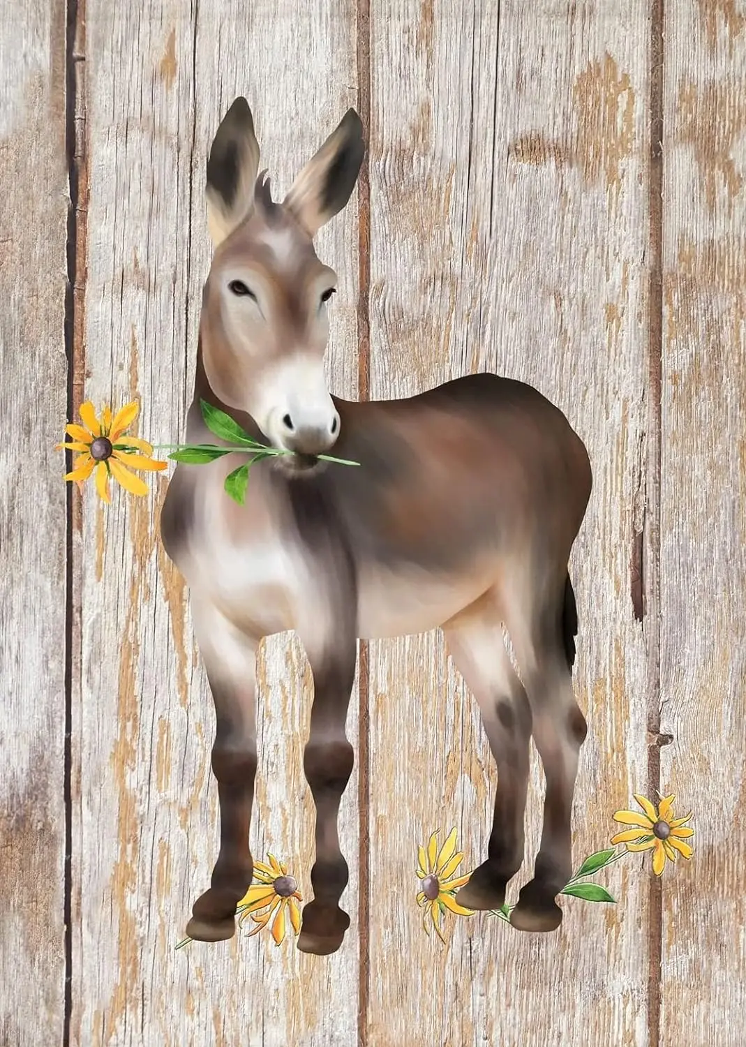 Donkey Wall Art Donkey with Black-Eyed Susans Donkey and Flowers Retro Tin Sign Metal Plate 8x12inch