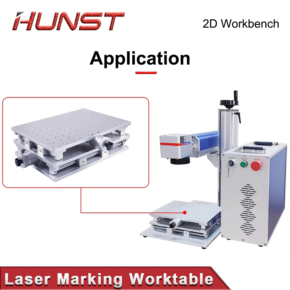 HUNST XY Table 2 Axis Aluminum Workbench Mobile Portable Cabinet Table for Laser Marking and Engraving Machine 210X150mm