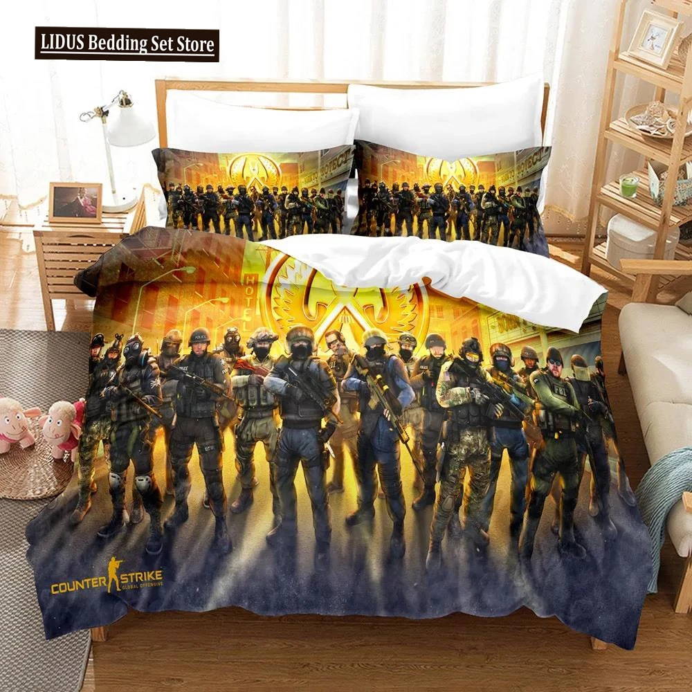 

Shooting Game Csgo Bedding Set Duvet Cover Bedroom Comforter Covers Single Twin King ​Size Quilt Cover Home Textile 2/3PCS