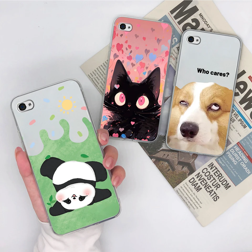 Cases For iPhone 4 Cute Cat Butterfly Transparent Durable Shockproof High Quality Soft Shell For iPhone 4 apple 4 Coque Funda