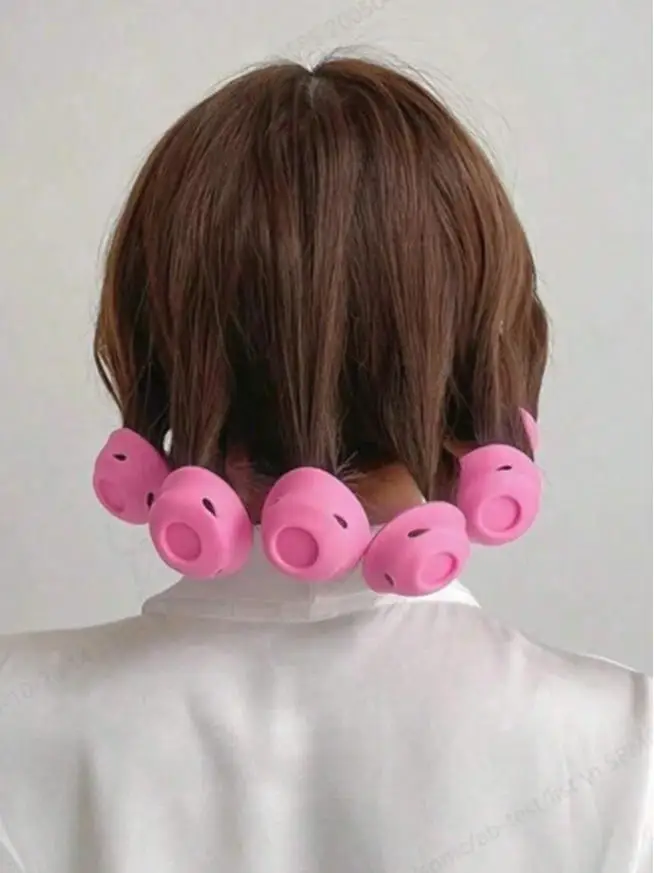 10/30pcs Pink  Silicone Hair Curlers, Designed For No Heat Damage, Compact & Portable, Easy To Use, Creates Natural Waves & Bang