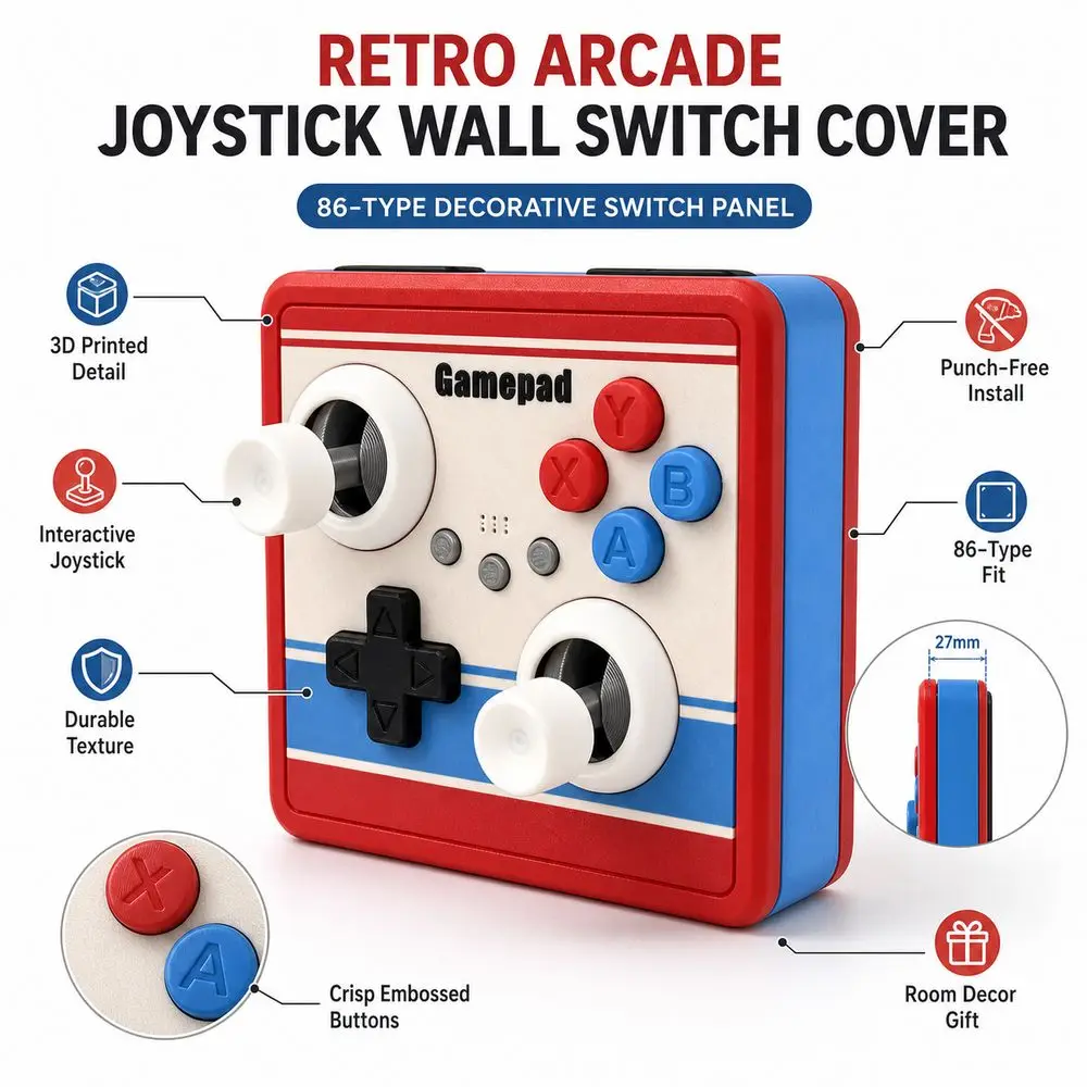 Joystick Decoration Arcade Switch Cover Dummy Buttons Punch Free 86 Type Retro Arcade Joystick Wall Switch 3D Printed
