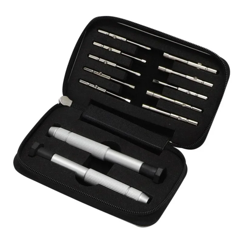 Krachtige 12Pcs Eyeglasses Screwdriver Set with Pouch Sunglasses Repair Kit Glasses Optical Repair Tool Parts Assorted Kit