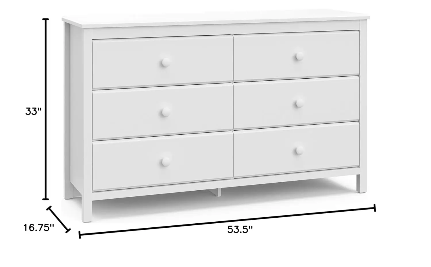 Doppel kommode mit 6 Schubladen (weiß)-Green guard Gold zertifiziert, Kommode für Kinderzimmer, Kommode mit 6 Schubladen, Kommode für Kinder