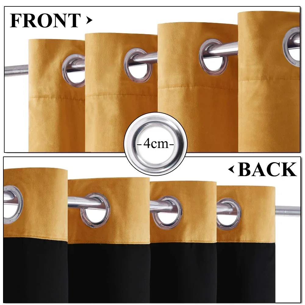 RYB HOME1PC Luxury Blackout Warm Soundproof Drapery Velvet Curtain Sunlight Block Drape for Bedroom House Decoration Living Room