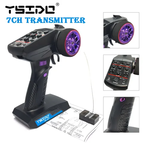YSIDO 2.4G YS7 7CH Controle Remoto Transmissor de Rádio Digital com Receptor para 1/10 1/8 Controlador de Crawler RC Boat Car
