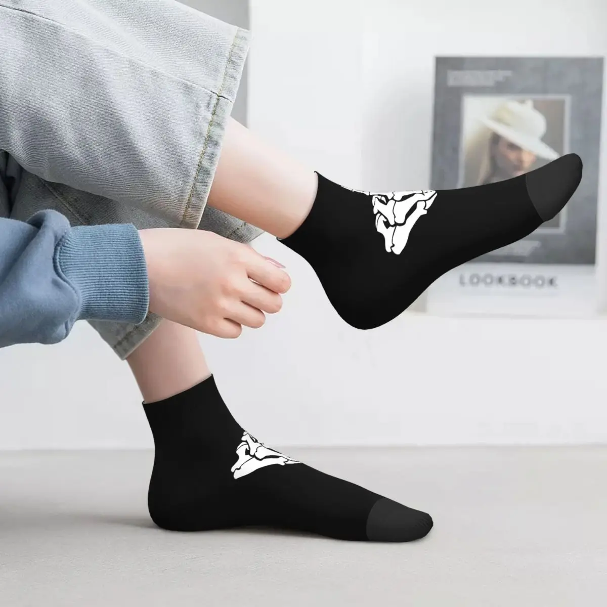 Kawaii Mens Skeleton Middle Finger Dress Socks Unisex Warm Breathbale 3D Printing Crew Socks