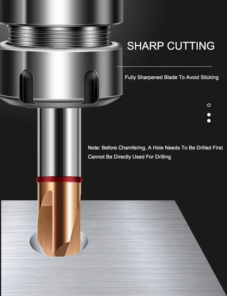 AZZKOR HRC55 60 ° 90 ° 120 ° 3-Klingen-Fräser mit gerader Nut und Fasenfräse aus Wolframstahl-Hartmetall für CNC-Bearbeitungswerkzeuge – Detail 3