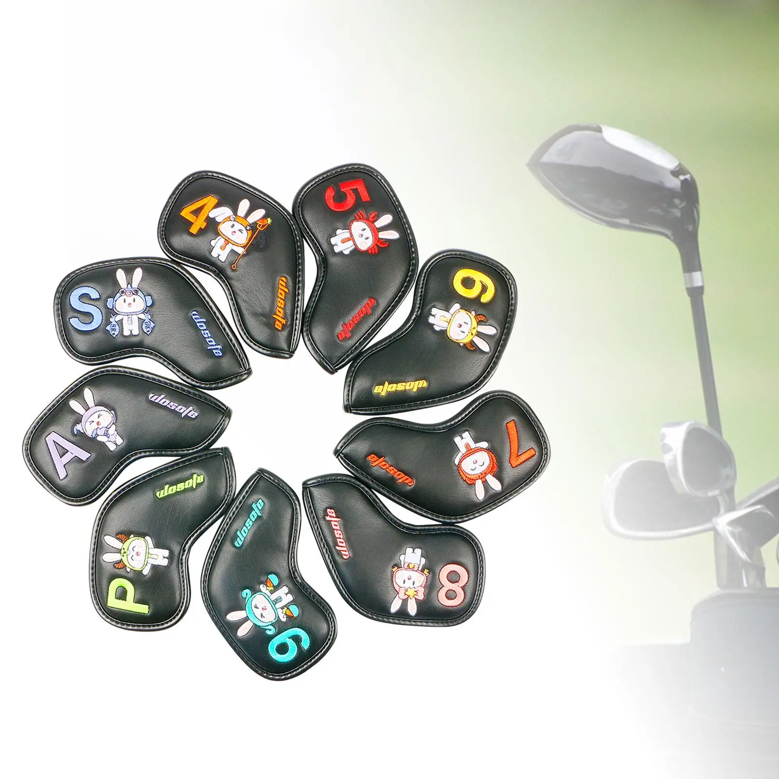 9Pcs Golf Iron Club Head Covers Set, Lightweight Golf Wedge Covers Set Cute Golf