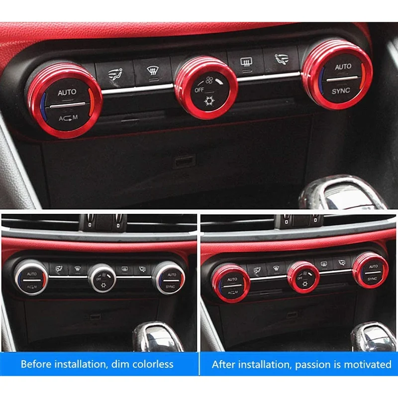 Fit for Alfa Romeo Giulia Stelvio 2015-2020 Interior Accessories Car Interior Trim Air Conditioner Knob Cover