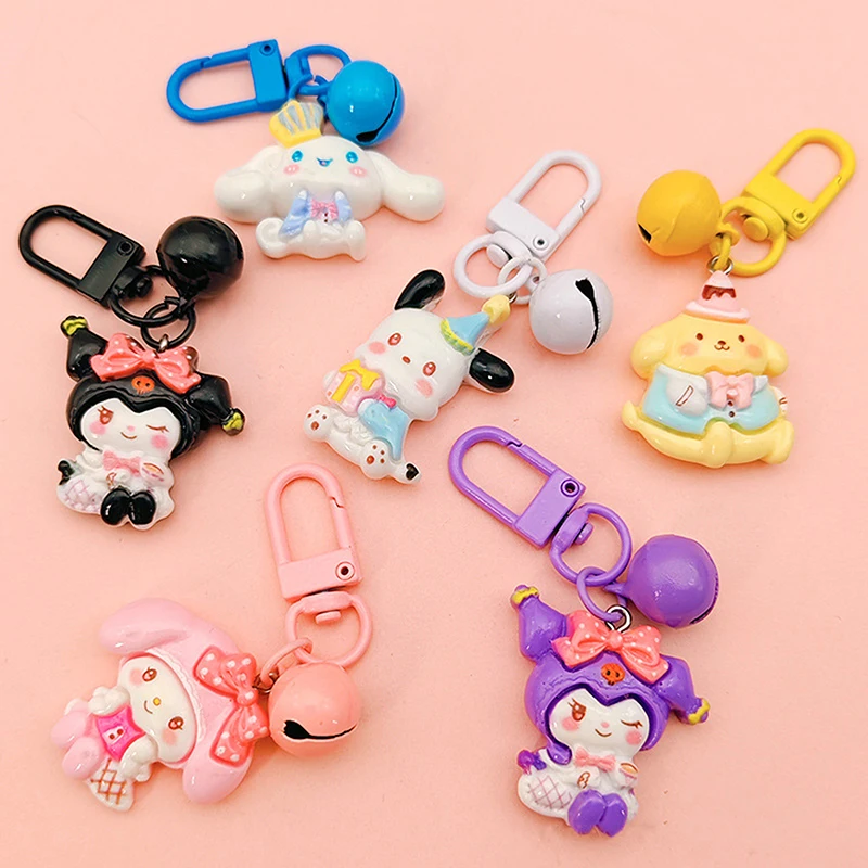 Kawaii Sanrio Kuromi My Melody Keychain Cute Hello Kitty Gift Pendant Keyring Anime Cinnamoroll Pompom Purin Children Keychains