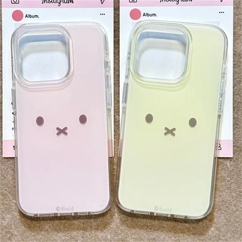 Funda de teléfono con expresión de conejo pintada translúcida de agujero grande para iPhone 11 12 13 14 15 16 17 pro max 2