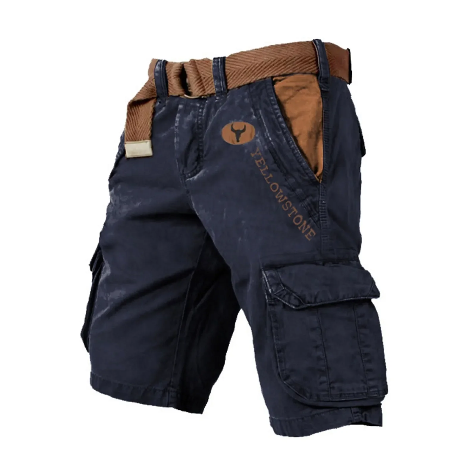 Mens Shorts Overalls Sport Loose Wear Five Quarter Casual Pants Elastic Rope Breathable Tie-Foot Trousers