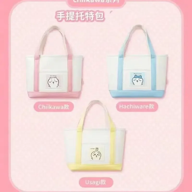 Anime Canvas Tote Bag, Chiikawa titulares, Usagi Cartoon Handbag, Down Fabric, Shoulder Papelaria Bag, Bolsa de grande capacidade