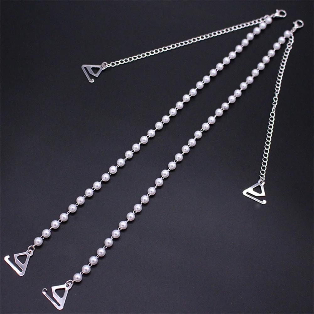 

1Pair Adjustable Bra Straps Bra Chain Pearls Shoulder Straps Elegant Imitation Pearls Bra Intimate Accessories Hook 1.8cm