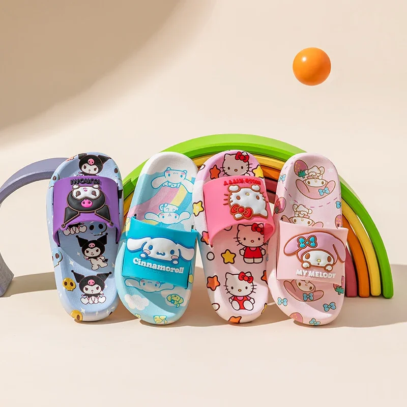 

Miniso SANRIO Kuromi Cartoon Slippers Girls And Boys Indoor Non-slip Slide Shoes Outdoor Sandals For Children Soft Comfortable