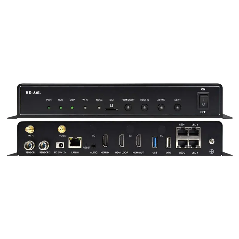 Huidu A6L Dual Mode Multimedia Player With RJ45 Ethernet Outputs Support Synchronized Playback HDCP Signal for LED Display