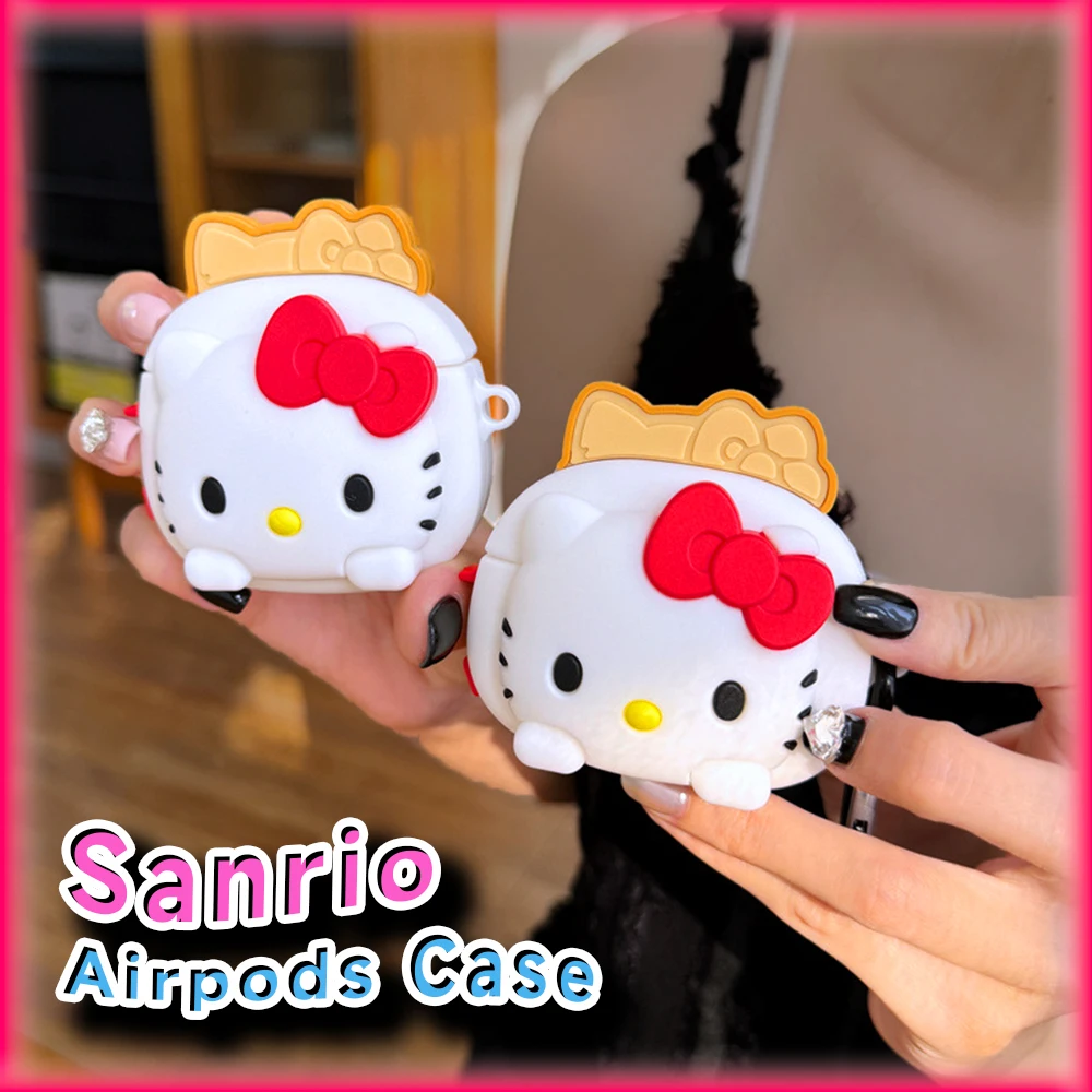 Kawaii Hello Kitty Toaster Headset Protective Cover for Airpods 1 2 3 Pro Sanrio Anime Girl 3D Silicone Funny Creative Case