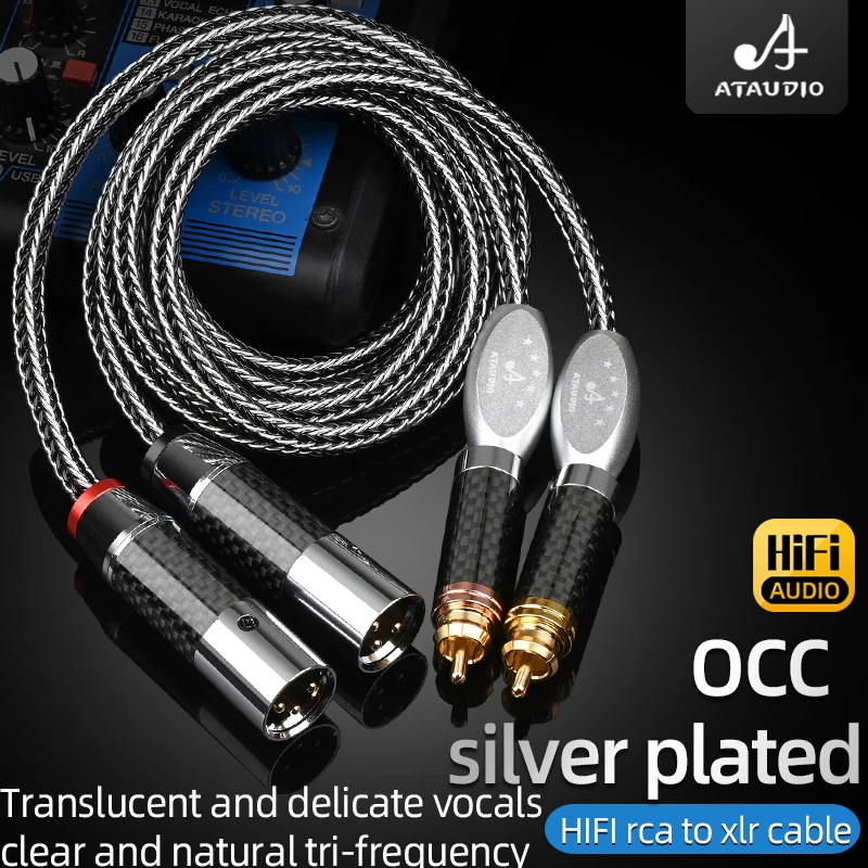 One Pair HiFi RCA to XLR Audio Cable Hi-end OCC Silver Plated 2RCA to 2XLR Balanced Plug Interconnect Cable for Amplifier Player