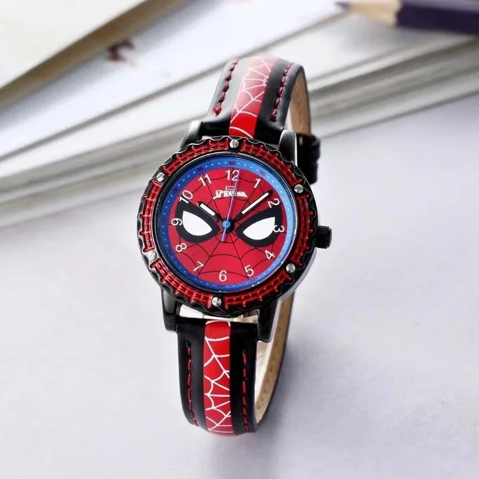 Disney Spider man Children Watches Captain Leather Quartz Kids WristWatch The Avengers Men Clock Gifts relogio infantil montre