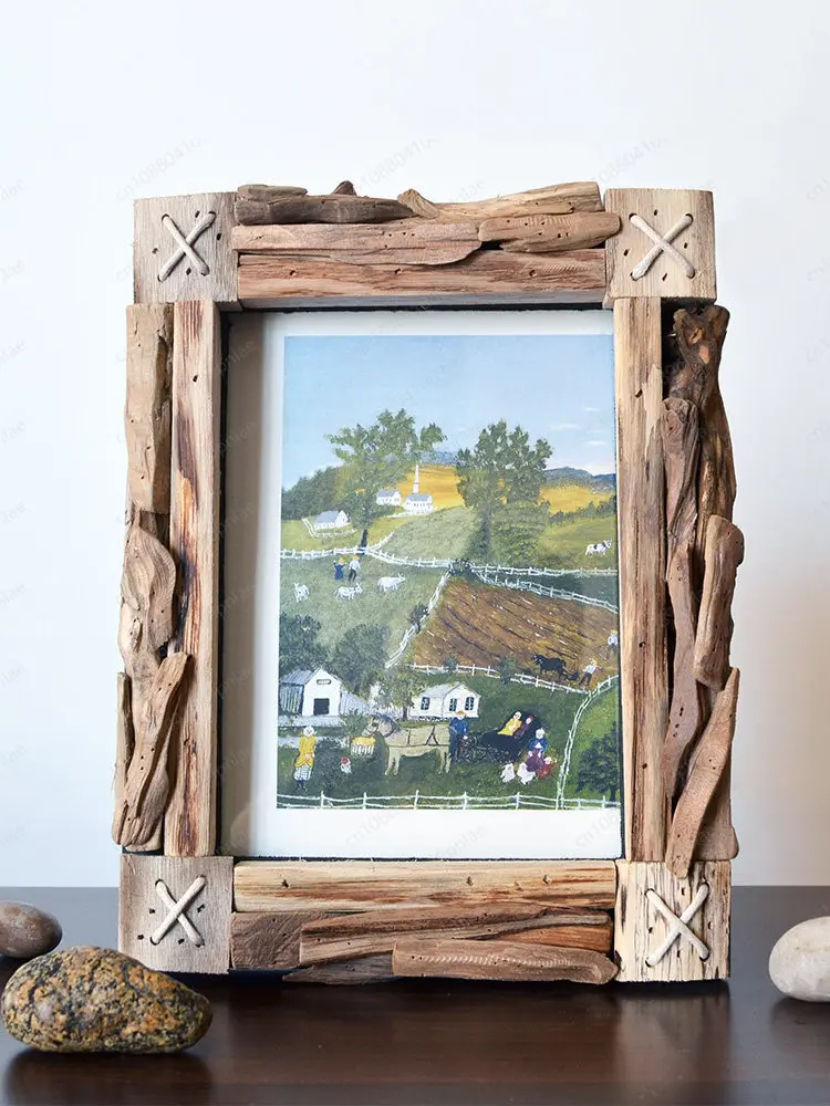 

Фоторамка ручной работы из массива дерева, 7 дюймов, современная простая настольная подставка, декор для гостиной