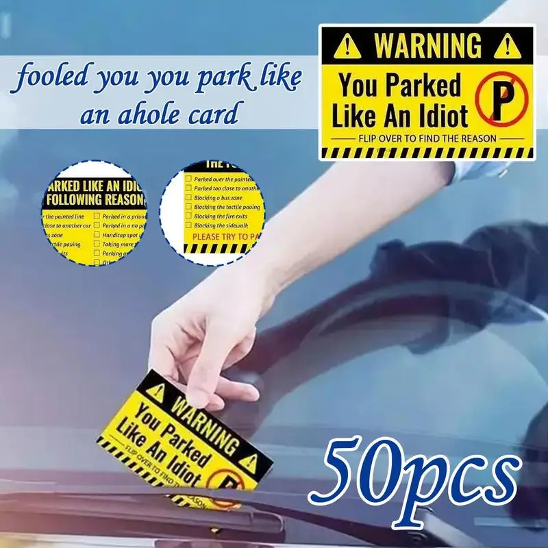 주차 카드 50개 재미있는 주차 위반 티켓 임시 도로 점유를 위한 주의를 끄는 유머러스한 자동차 용품