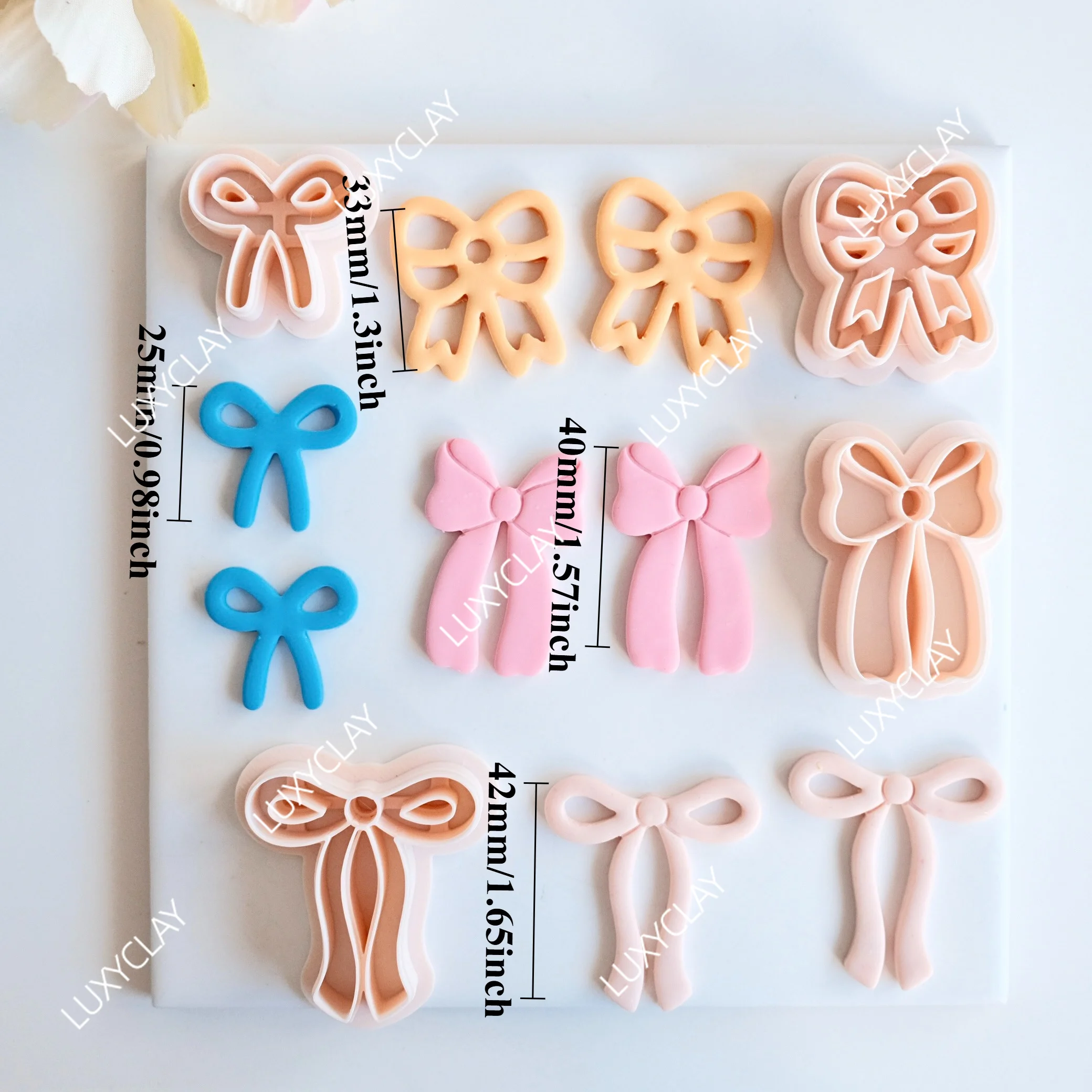 4pcs/set Different Bow Shape Polymer Clay Molds, Embossed Bowknot Pattern Polymer Clay Cutters for DIY Jewelry & Earrings Making