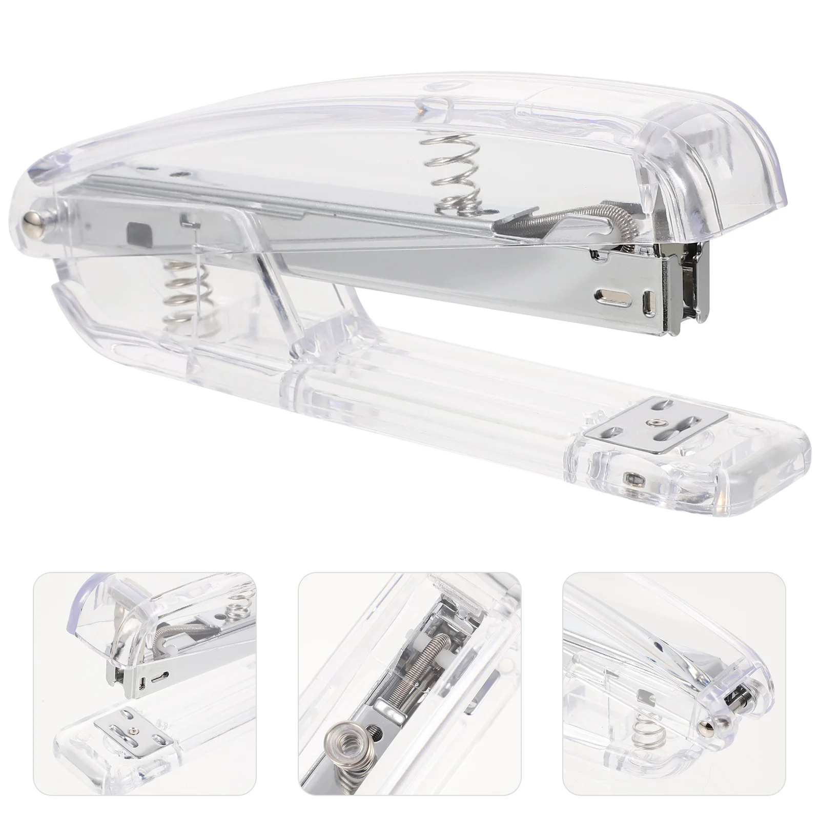 1 قطعة دباسة شفافة مستقرة ماكينة تجليد البلاستيك المحمولة كتاب أداة تدبيس طالب القرطاسية دباسة شفافة