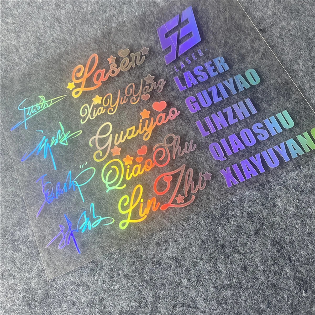 Regenbogen-Chamäleon Personalisierter Holographischer Transfer 3D-Aufkleber Maßgefertigtes Selbstklebendes Etikett Wasserdichtes Glitzer-Logo Glänzender Aufkleber – Detail 7