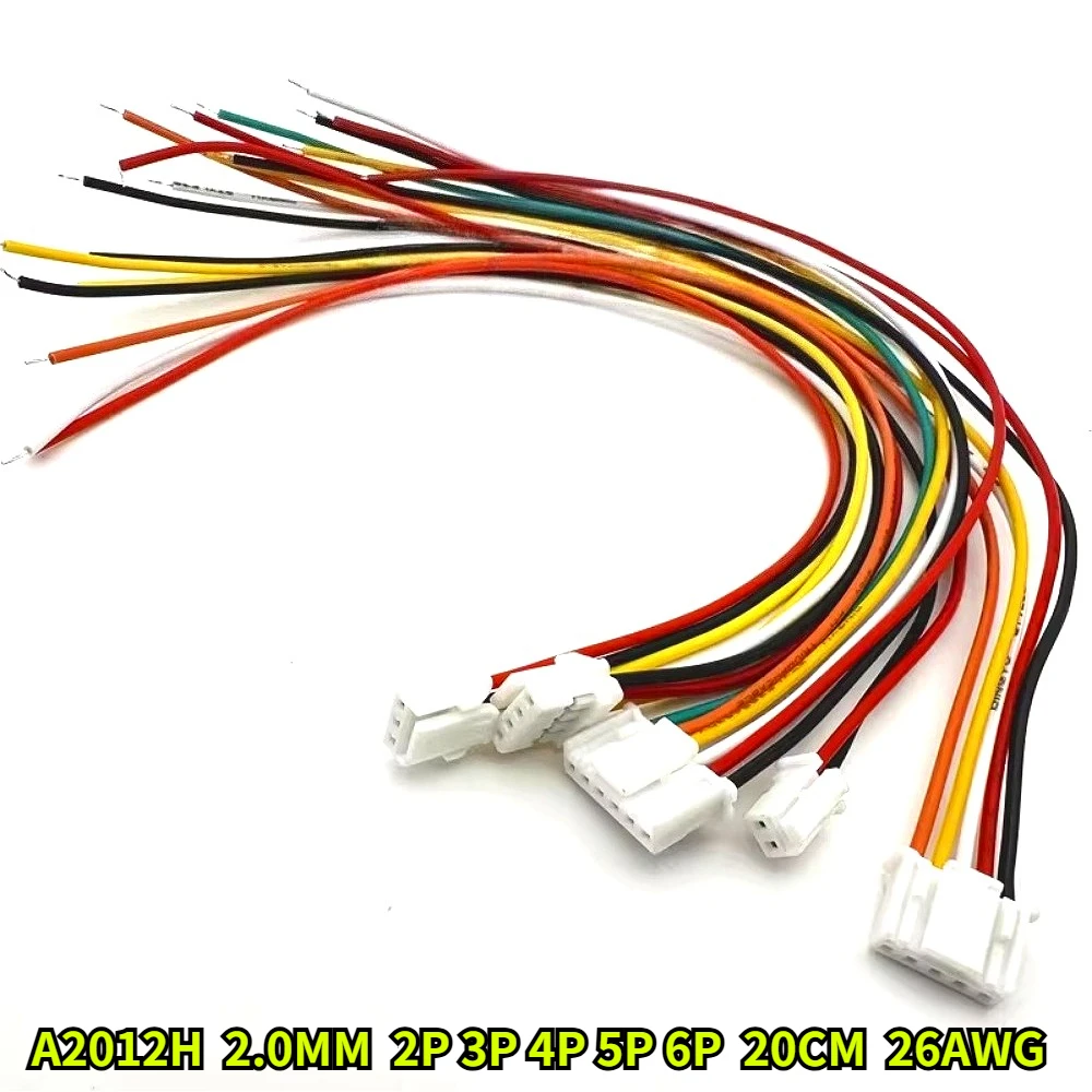 

A2012H Single Head Terminal Wire Pitch 2.0mm With Lock Buckle 2P/3P/4P/5P/6P Connection Wire Length 20cm 26AWG Electronic Line